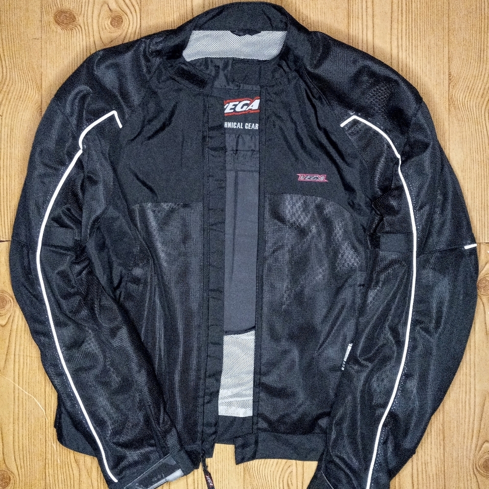 Vega Technical Gear Mercury Black Men's Mesh Motorcycle Jacket Large